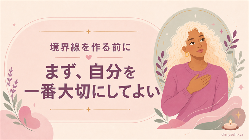 境界線を作る前にまず自分を一番大切にしてよいと伝えるイラスト